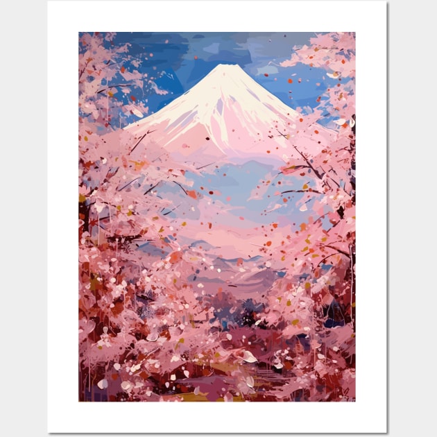 Japan Mount Fuji Cherry Blossom Abstract Art Wall Art by Art-Jiyuu